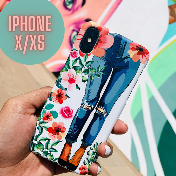 Unbranded Other - iPhone X/XS Case Floral Denim Print